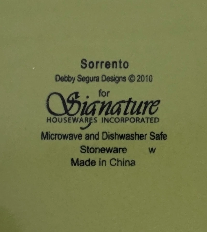 Juego de 4 platos de cena de gres Sorrento verde orégano 11-1/2" exclusivos 2010 Foto 4 de 4