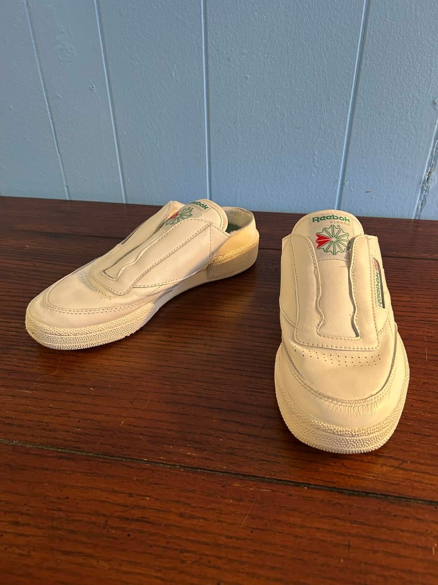 Reebok Club C Laceless Mule Women's 6.5 Chalk White Green Slip-On