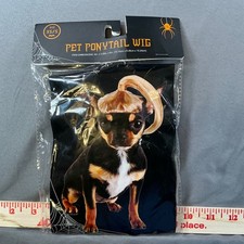 NIB Pet Ponytail Wig Blonde Synthetic Hair Small Dog Cat Costume XS/S New