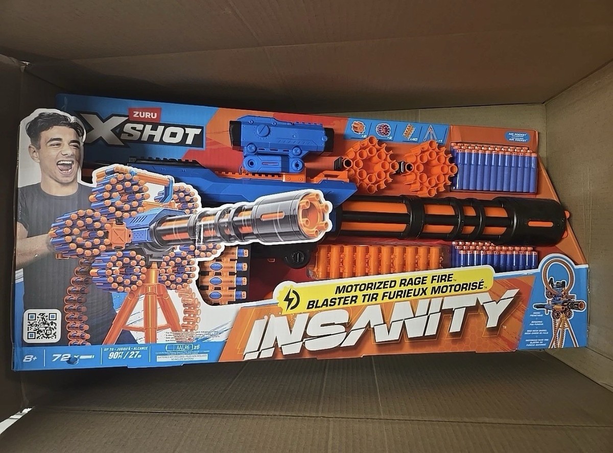 X-Shot Insanity Motorized Rage Fire by ZURU 72 Darts Air Pocket
