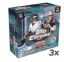 LOT OF 3 2025 TOPPS CHROME MEGA BOX NFL FOOTBALL Brand New Sealed Presale QTY
