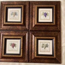 Wall Decor Mini Pic Wine Grapes Chardonnay Zinfandel Merlot Cabernet 6” Square