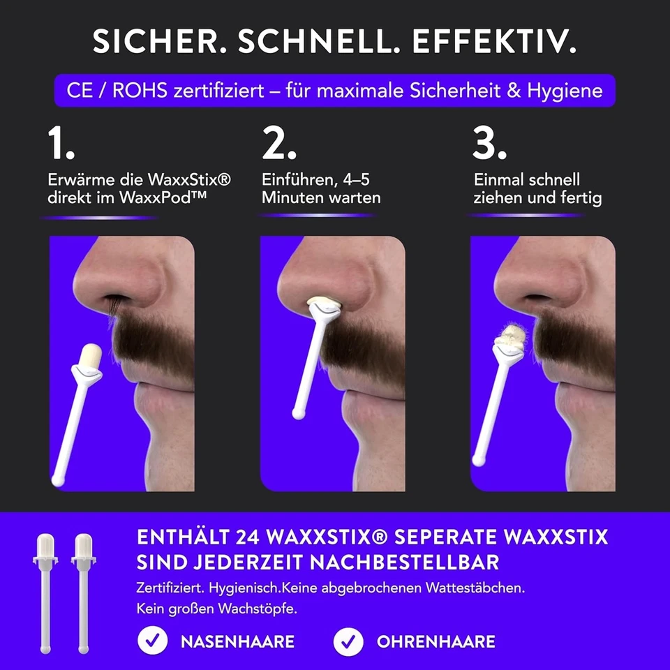 WaxxPod Nose Hair Ear Hair Wax Sticks and Wax Heater Wax Depilatory - Image 3 of 4