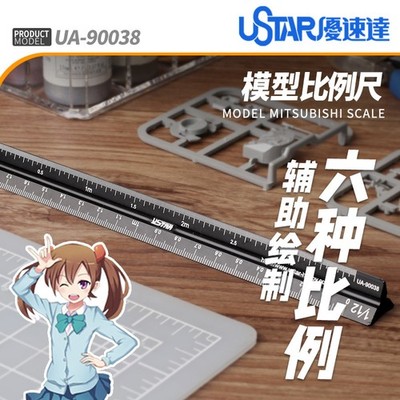 Ustar Triangular Scale Ruler 6 Scales for 1/35 1/48 1/72 Model Measuring Tool