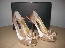 Nina New Womens 6 M Evelixa Royal Gold Satin Open Toe Heels Shoes