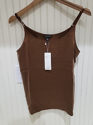 NWT $188 Eileen Fisher Nutmeg Sandwashed Silk Charmeuse U Neck CAMI Small/Petite
