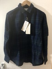 Muji Dark Green Check Regular Collar Double Brushed Flannel Shirt Size L