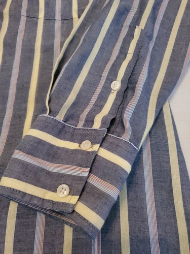 Panhandle Slim Shirt Western LS Mens 16-33 Blue/Yellow Striped Button-Up NICE! - Picture 2 of 9