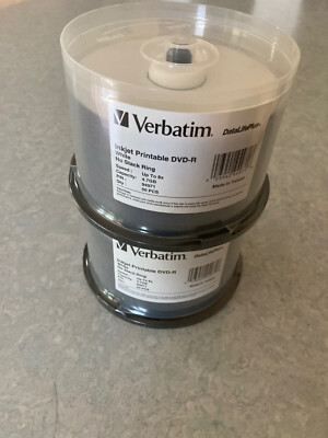 Qty 100 Verbatim 8X White Inkjet Disks Printable DVD-R 94971 DataLifePlus