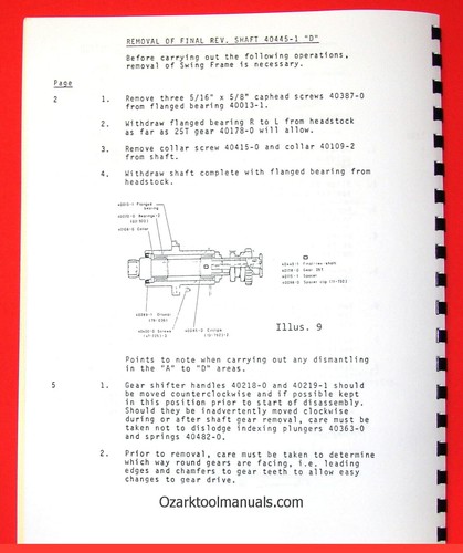 CLAUSING Colchester 17" 8000 Series Metal Lathe SERVICE & REPAIR Manual 1063 - Picture 2 of 9