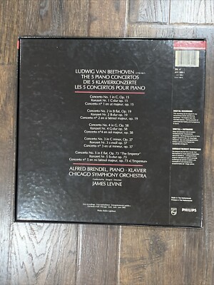 Beethoven 5 Piano Concertos Brendel Levine NM Philips 411 189-1