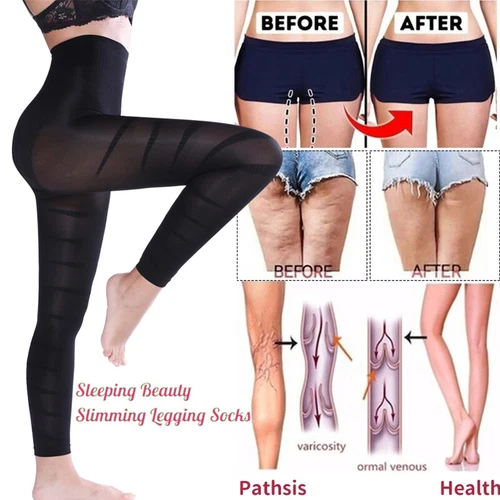 Mujeres Compresión Muslo Más Delgado Leggings Escultura Adelgazamiento Pierna Cintura Alta Formador - Imagen 1 de 39