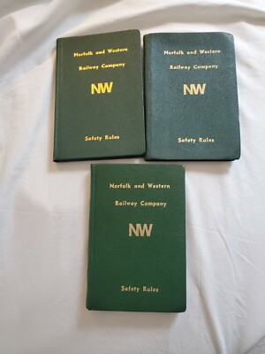 Vintage Lot 3 Norfolk Western Sicherheitsregeln Bücher Eisenbahngesellschaft Eisenbahn