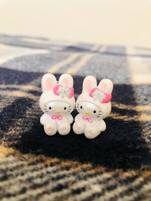 SEHR SELTEN! Vintage Sanrio 2000 Hello Kitty Handyanhänger rosa Schneehase JAPAN
