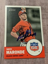 Nick Maronde Signed 2012 Topps Heritage Minor Card #178 COA Inland Empire 66ers