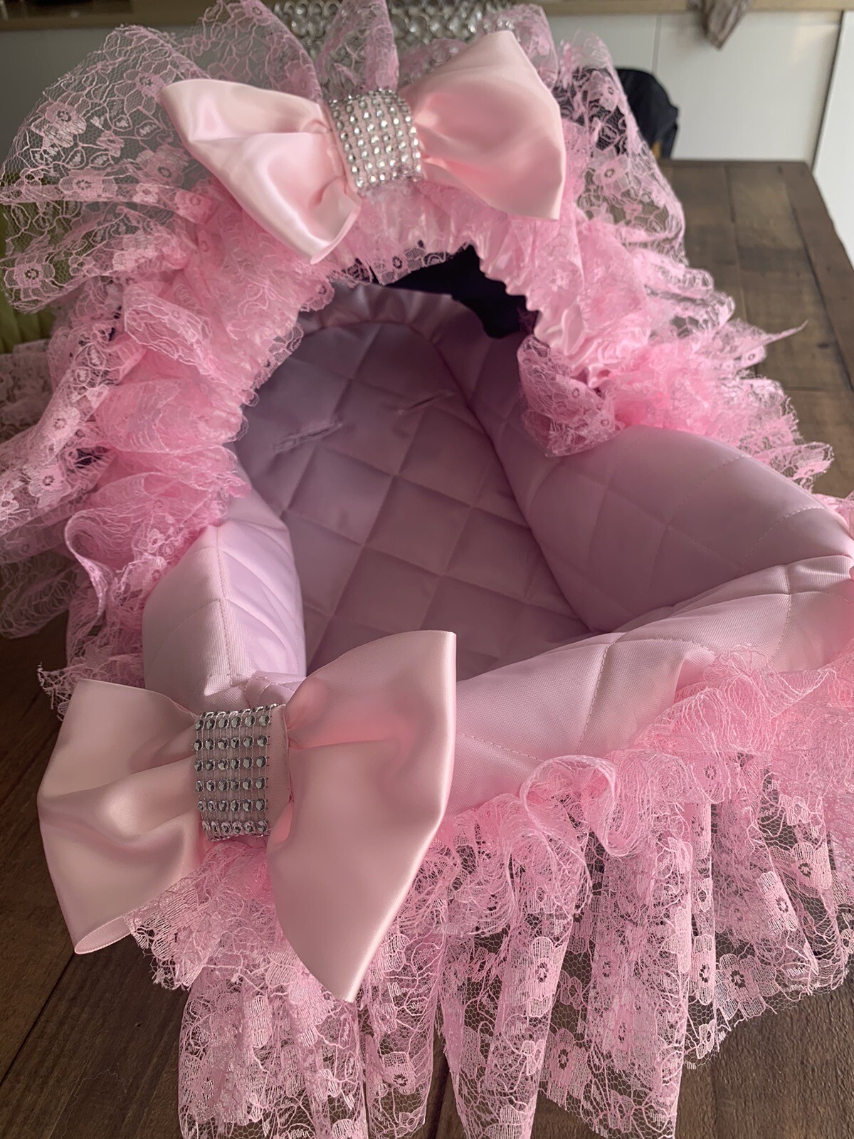 Reborn Doll Toys Doll Car Seat Pink COVERS For Baby Carrier Very Frilly