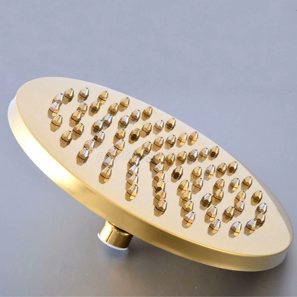 Polished Gold Btass Round 8 inch Rainfall Shower Head Bathroom Rain Showerhead