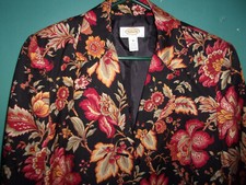 Talbots Petites red/gold/black floral blazer / jacket Size 8p 8 P