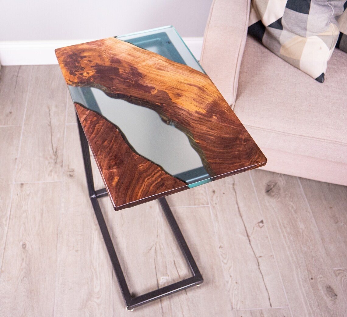 12x24 Clear Resin Epoxy C Table Top for Sofa and Bedside