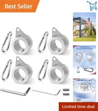 4 Pack Aluminum Alloy Flag Pole Rings 360° Rotating Mounting Flagpole Kit