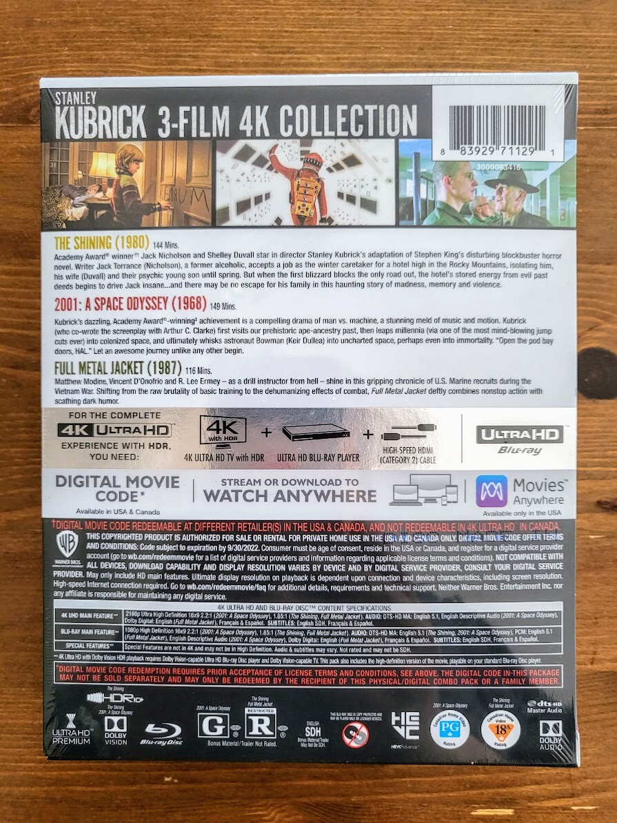 Brand NEW & SEALED!! Kubrick 3-Film Collection [4K Ultra HD + Blu