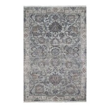6' x 9'1" Silk With Textured Wool Mughal Design Hand Knotted Rug R59164