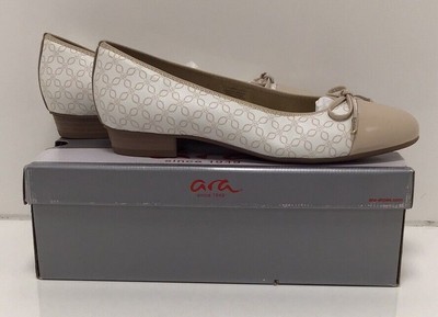 Ara Ballet Flats Women's US Shoe Size 5.5 Nude Sand Print Belinda Bow New