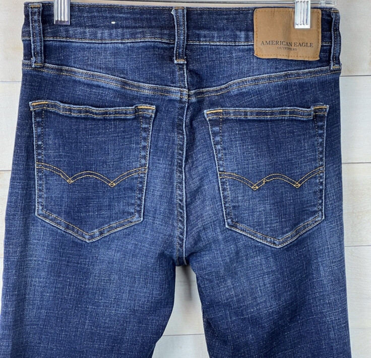 American Eagle Super Skinny Next Level Stretch Jeans Womens Size 28 Whiskering eBay