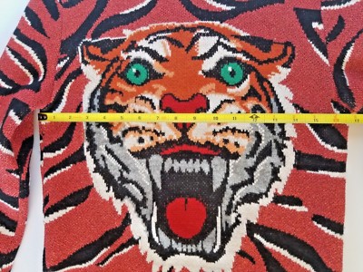 NEW Auth. Gucci Tiger Stripe Intarsia Wool Metallic Knitted