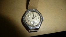 #624X Reloj Pulsera Damas De Colección WIND UP BANNER Funciona FUNDA TONO PLATEADO