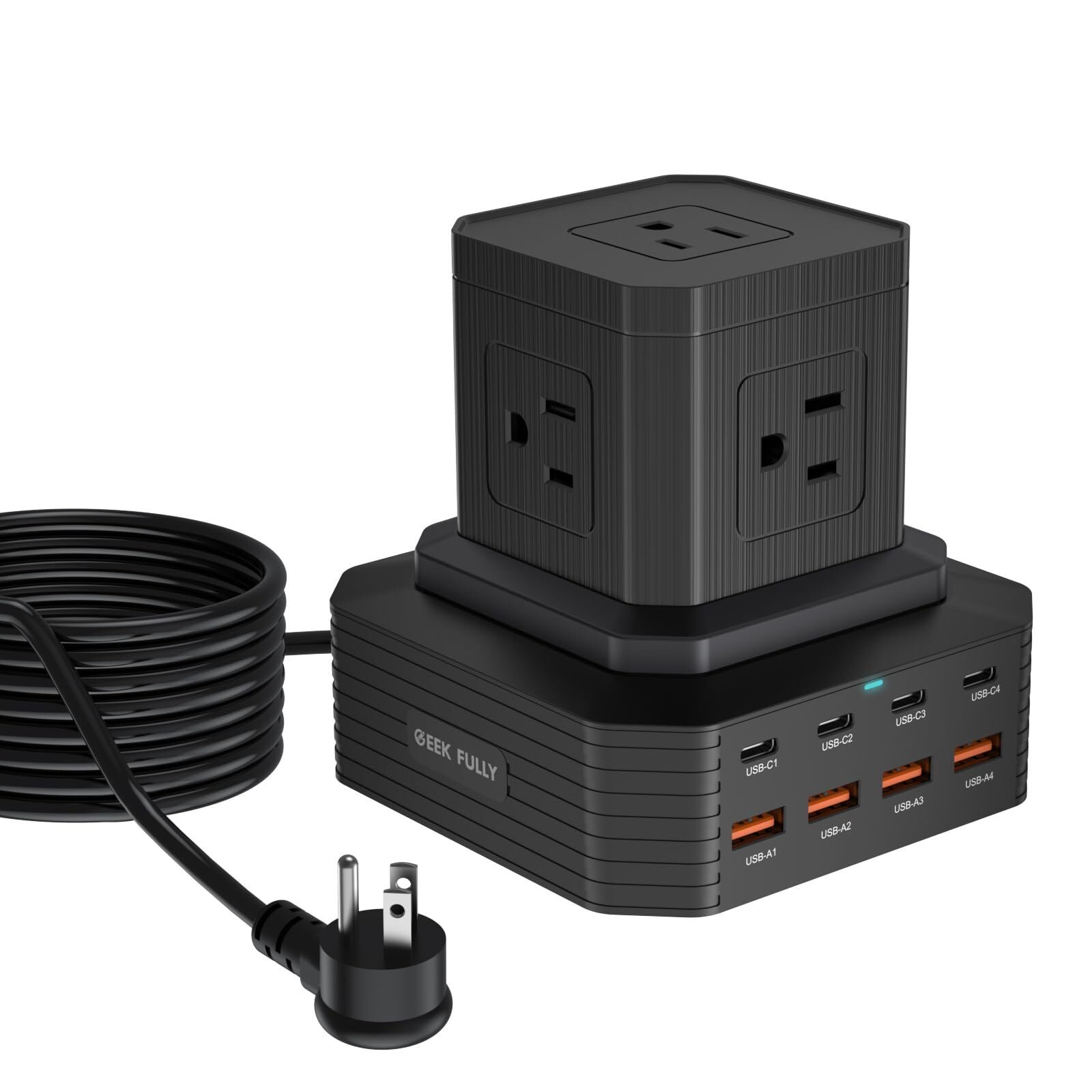 100W USB C Charging Station - 13-in-1 Power Strip with Surge Protector & 6.6Ft Cord-image