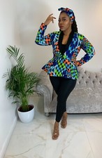 African Print Women's Peplum Blouse Blazer Top Summer Occasion Party 