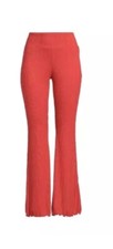 No Boundaries Juniors Rust Ribbed Lettuce Hem Flare Pants Size S 3-5 New