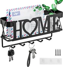 Key Holder for Wall - Key Rack with 5 Key Hooks, 11.02" L×2.75" W×4.92" H, Key a