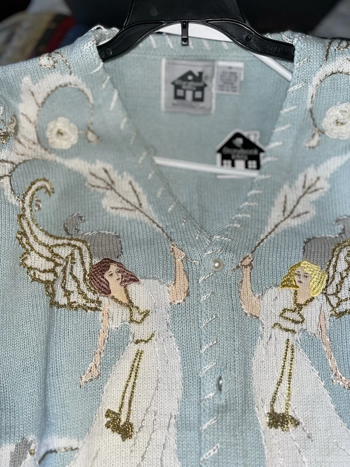 NWT STORYBOOK KNITS 3PC EMBELLISHED CARDIGAN SWEATER SET SKIRT ANGELS BLUE IX - Image 4 of 4