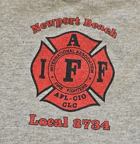 Newport Beach Firefighters Local 3734 Graphic Pink Logo T-shirt Size Large Gray - Picture 3 of 5