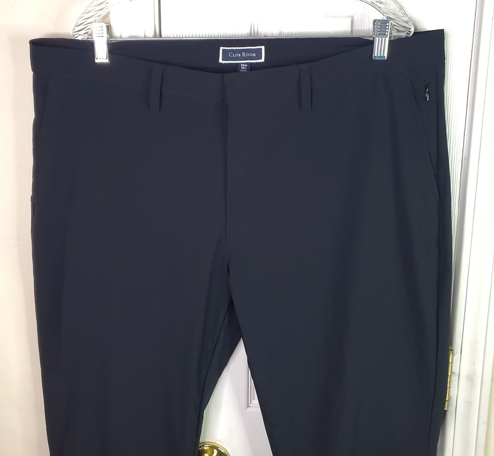 Club Room Men's Tech Pants Black 38 x 30 Classic Fit Golf Moisture Wick