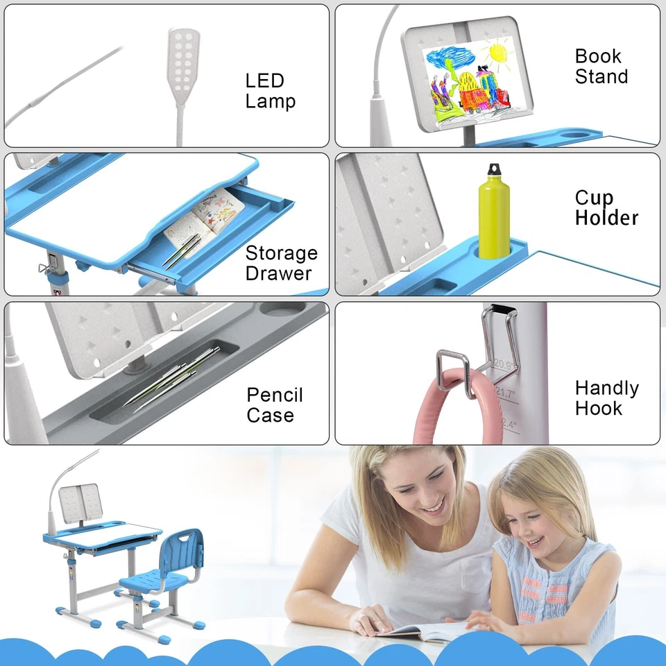 Juego de Escritorio y Silla para Niños, Escritorio Inclinable 40 Grados de Escritorio para Niños,Escritorio para Niños Foto 2 de 4