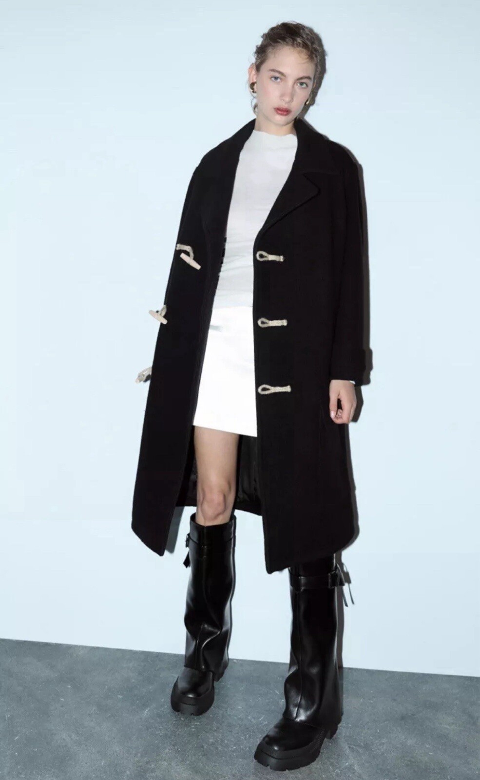 ZARA WOOL BLEND COAT WITH TOGGLES LIMITED EDITION BLACK FW24 Size L REF 3057 783