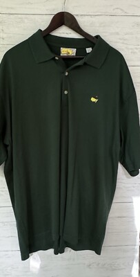 MASTERS Shirt Men s XL Green Solid Augusta 60's Two-Ply Mercerized Golf Polo