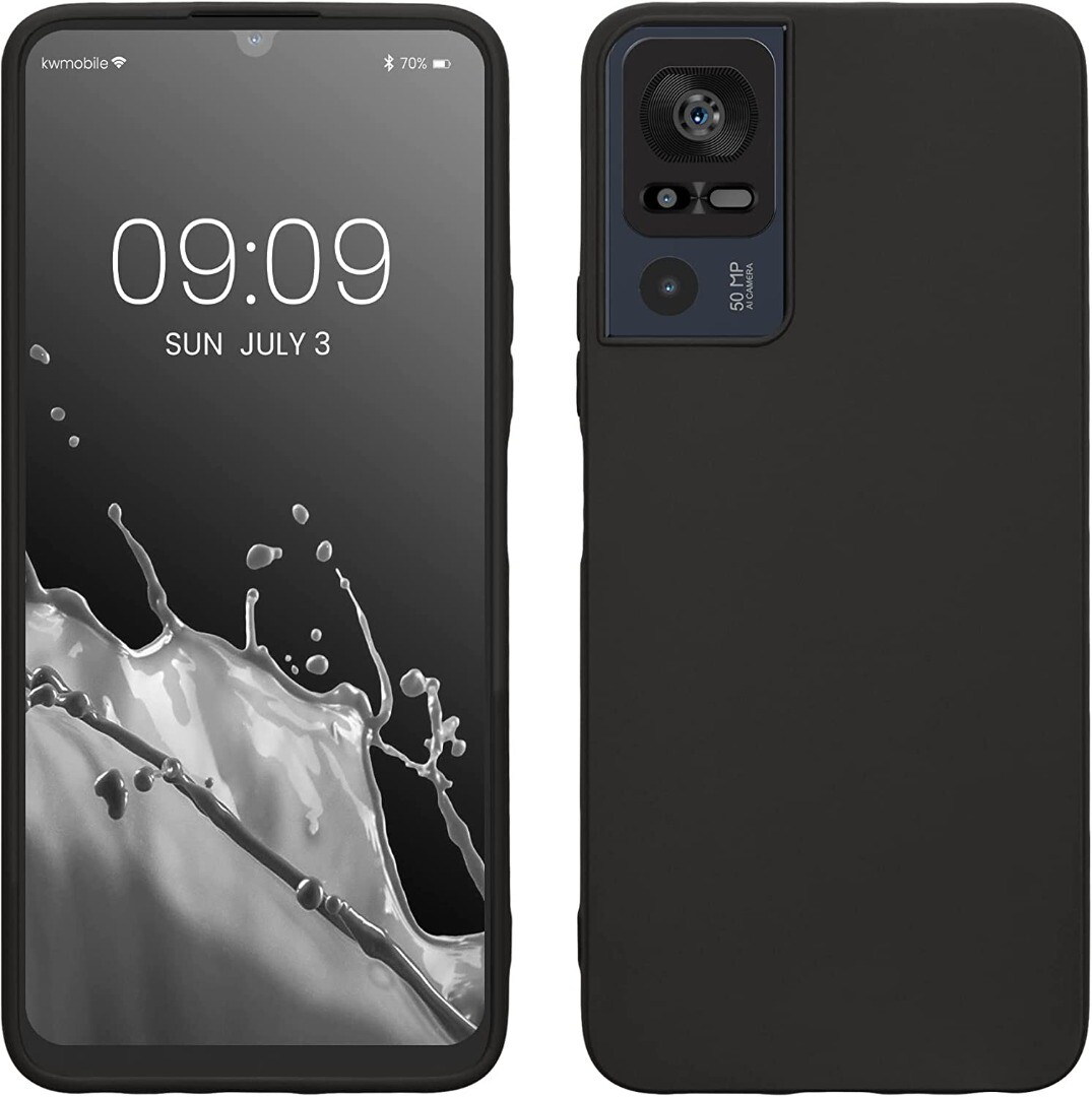 MIBZOR 4 In 1 Cover Compatibile Con TCL 403 (6.6") E 3 Pezzi Vetro Temperato Pellicola Protettiva, Nero Morbido Silicone Custodia Protettivo TPU Protezione Case - Foto 3