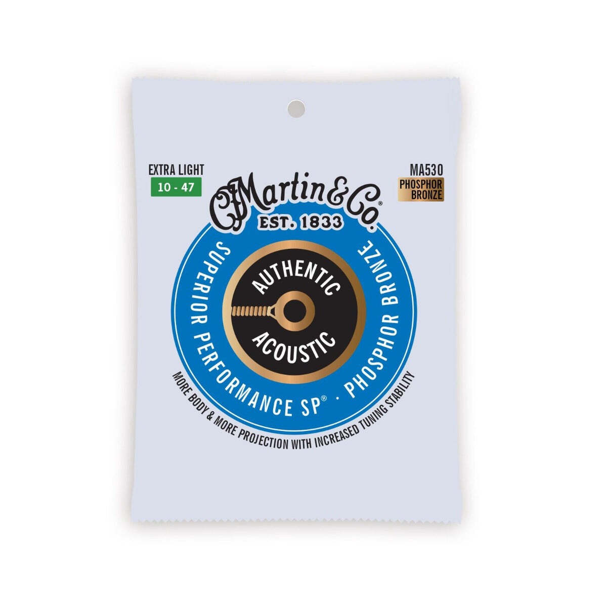Martin MA530 Authentic Acoustic Guitar Strings Extra Light Phosphor Bronze 10-47 — image 2