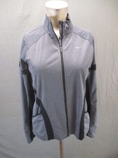 NIKE DRI-FIT Size M Womens Gray Full Zip Stand Collar Fleece Athletic Jacket 906