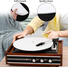 Turntable Slipmat, 12-Inch Record Player Mat White Felt Turntable Mat Anti-Sl...