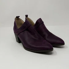 Crown Vintage Shoes Womens Size 8 Suede Block Heel Braided Slip On Booties