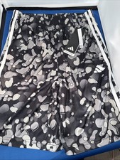 Adidas Boys L 14/16 Aeroready Black Patterned Shorts NWT