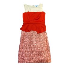 Antonio Melani Dress Women's Size 4 Valentine's Day Sheath Red Ivory Floral