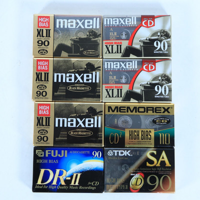 LOT OF 8 MAXELL TDK FUJI AUDIO CASSETTE TAPES XLII HIGH BIAS IEC TYPE II NEW
