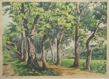 "Route - ombrage", original etching by Paul Emile Lecomte (French - 1877-1950)