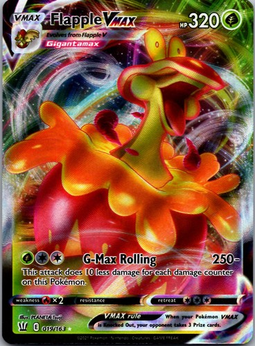Flapple VMAX 019/163 Holo VMAX Rare Battle Styles Pokemon Near Mint